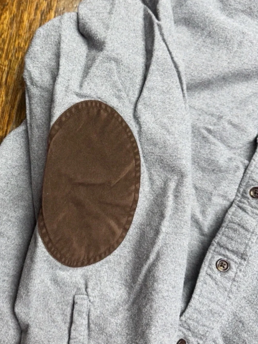 J. Crew Dark Gray Wool-Cotton Knit Top with White Buttons M